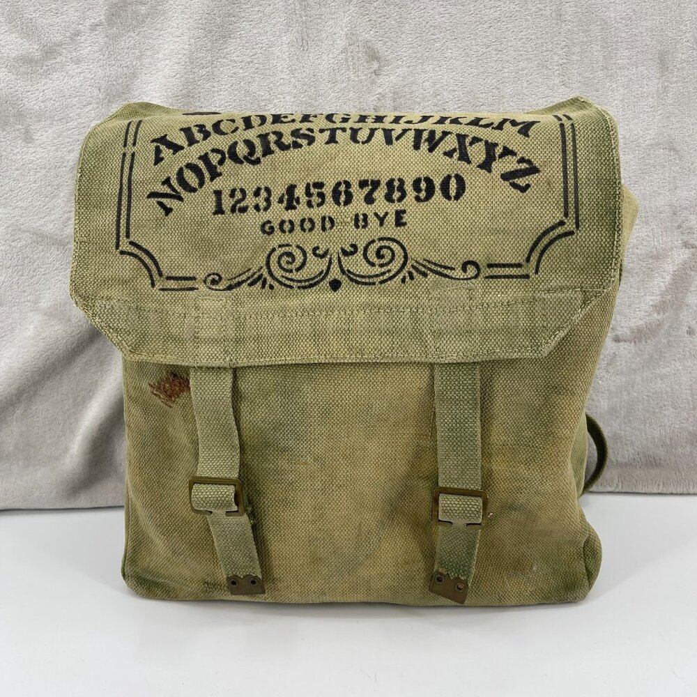 Vintage Military Custom Painted Ouija Board Canvas Messenger Bag Distressed - Picture 2 of 13